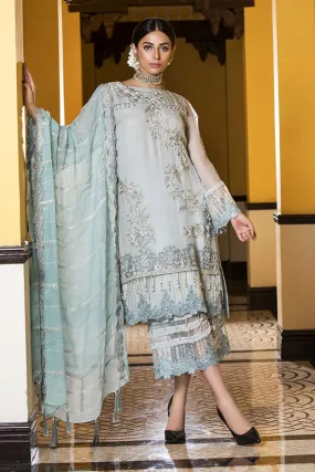 2125-MYSTIC-BLUE EMBROIDERED BEMBERG CHIFFON UNSTITCHED