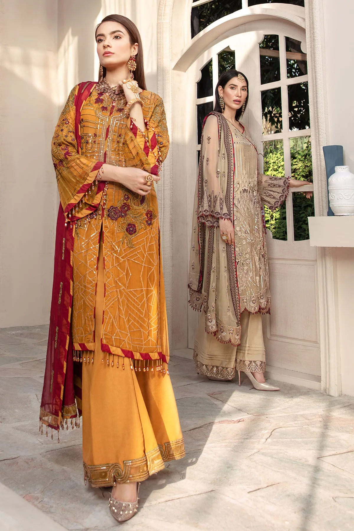 2579-TULIP-TREE EMBROIDERED BEMBERG CHIFFON UNSTITCHED