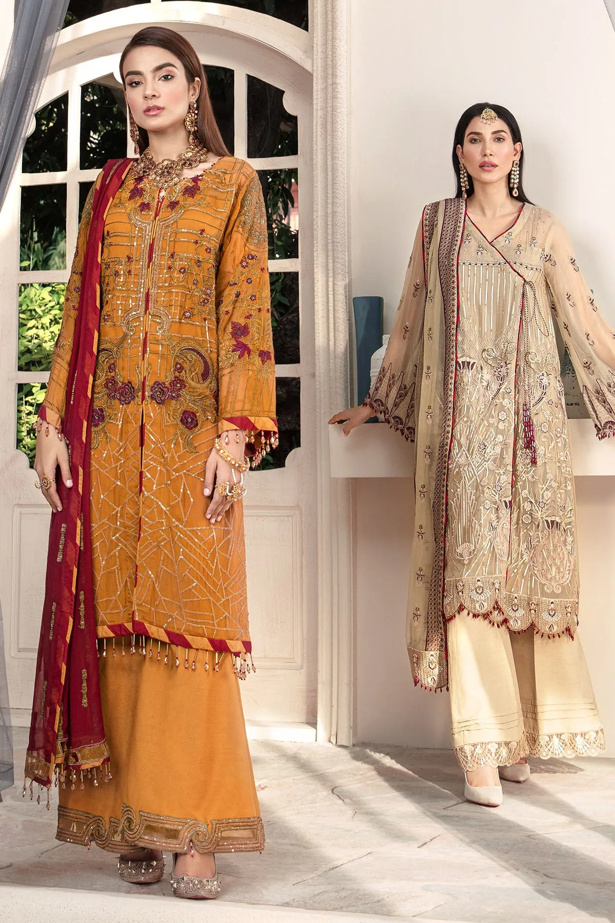 2579-TULIP-TREE EMBROIDERED BEMBERG CHIFFON UNSTITCHED
