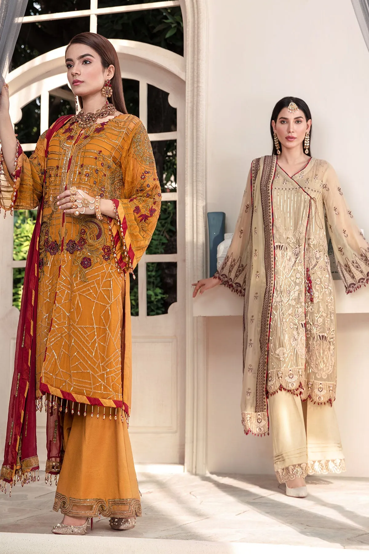 2579-TULIP-TREE EMBROIDERED BEMBERG CHIFFON UNSTITCHED