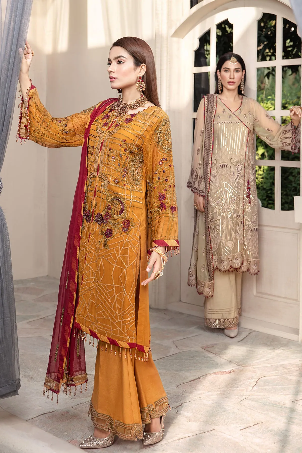 2579-TULIP-TREE EMBROIDERED BEMBERG CHIFFON UNSTITCHED