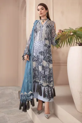 2580-GREY-NURSE EMBROIDERED BEMBERG CHIFFON UNSTITCHED