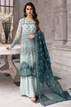 2653-SEA-MIST EMBROIDERED BEMBERG CHIFFON UNSTITCHED