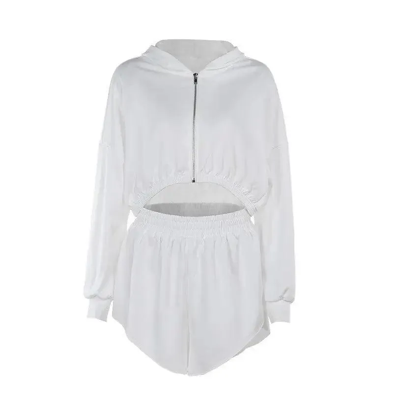 Autumn Leisure Fleece and Shorts Suit