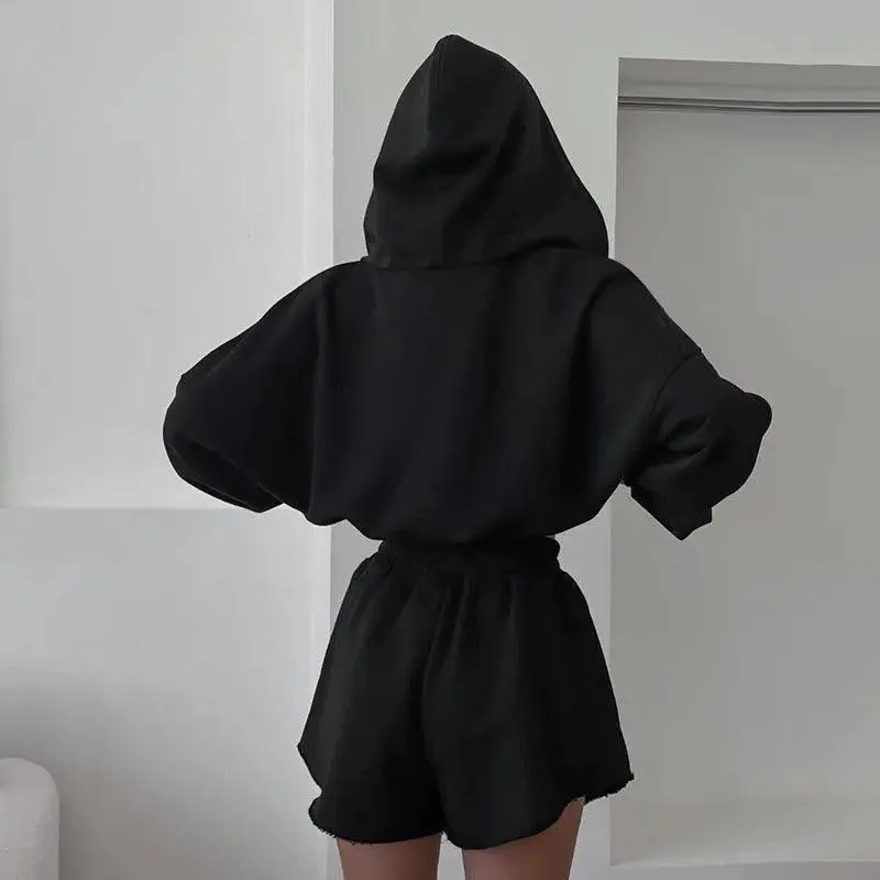 Autumn Leisure Fleece and Shorts Suit
