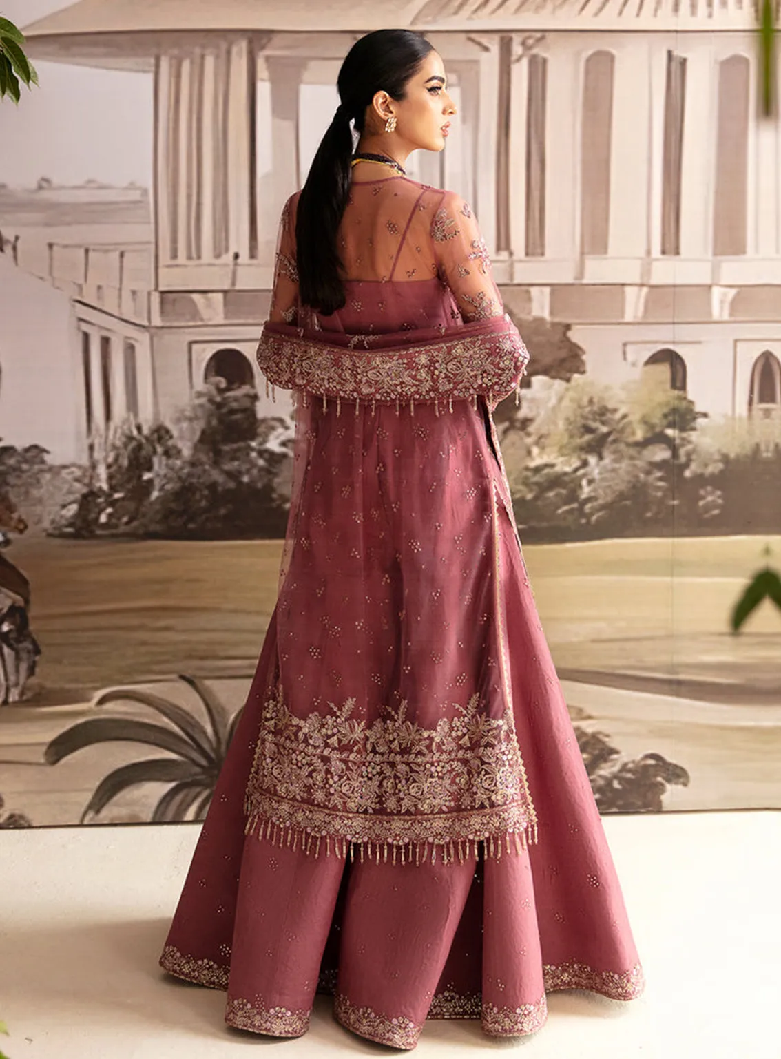 Ayzel By Afrozeh Embroidered Net Unstitched 3 Piece Suit - 08 PANSY