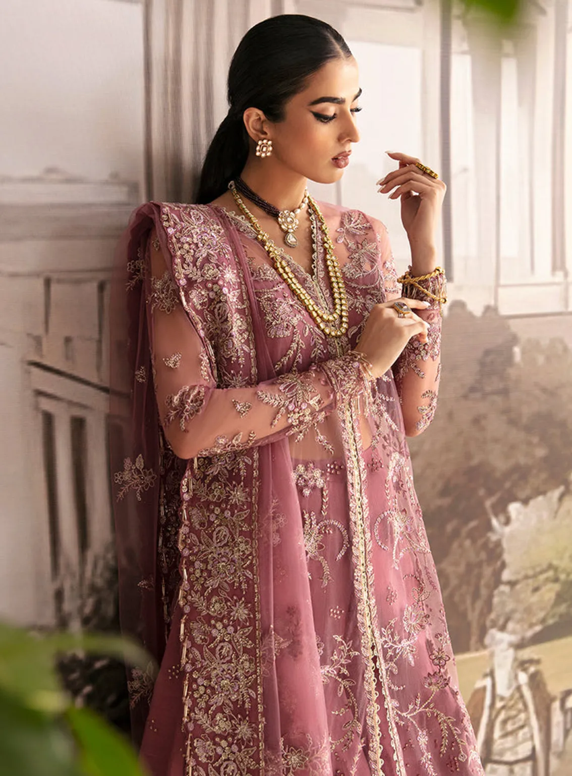Ayzel By Afrozeh Embroidered Net Unstitched 3 Piece Suit - 08 PANSY