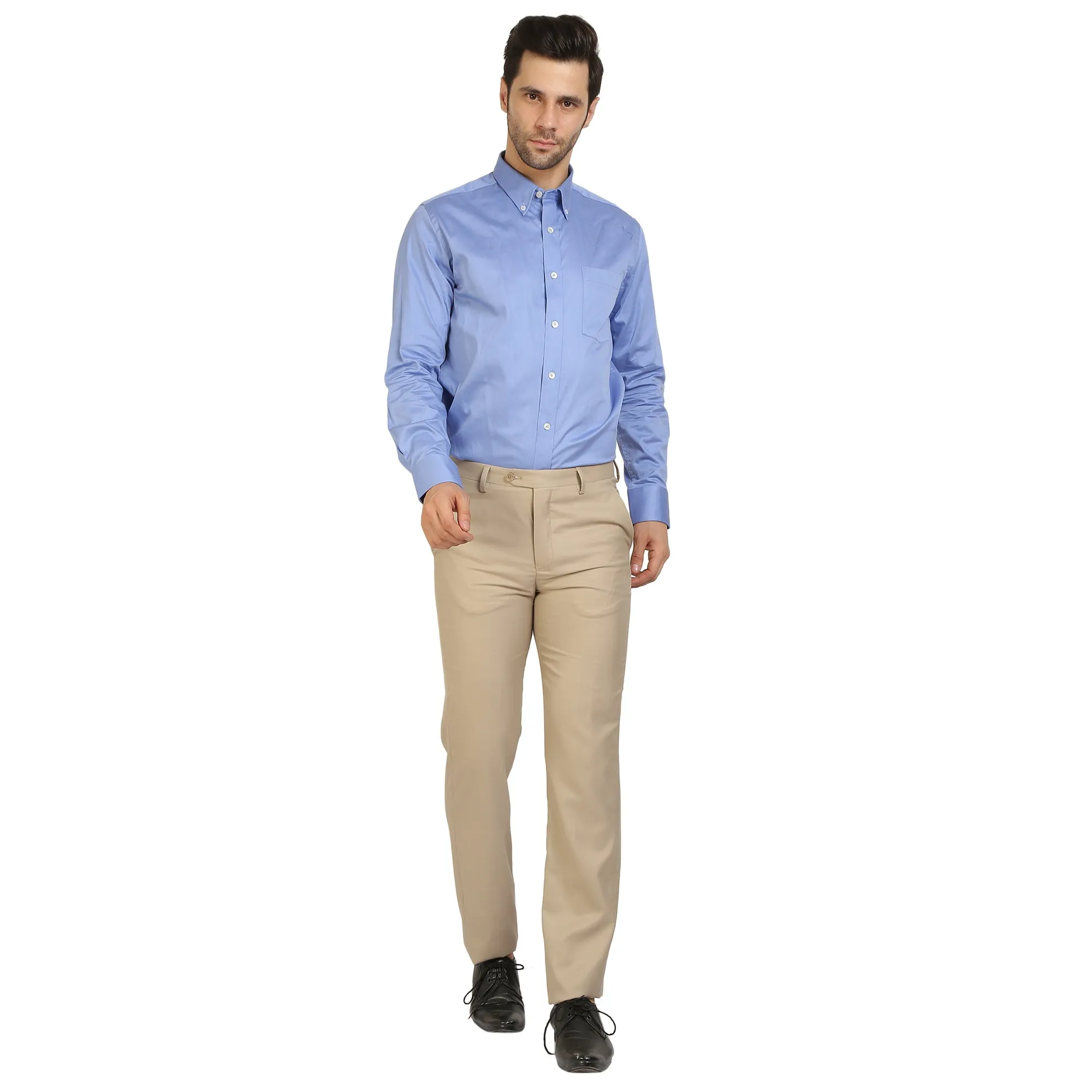 Beige Gold Polywool Trouser