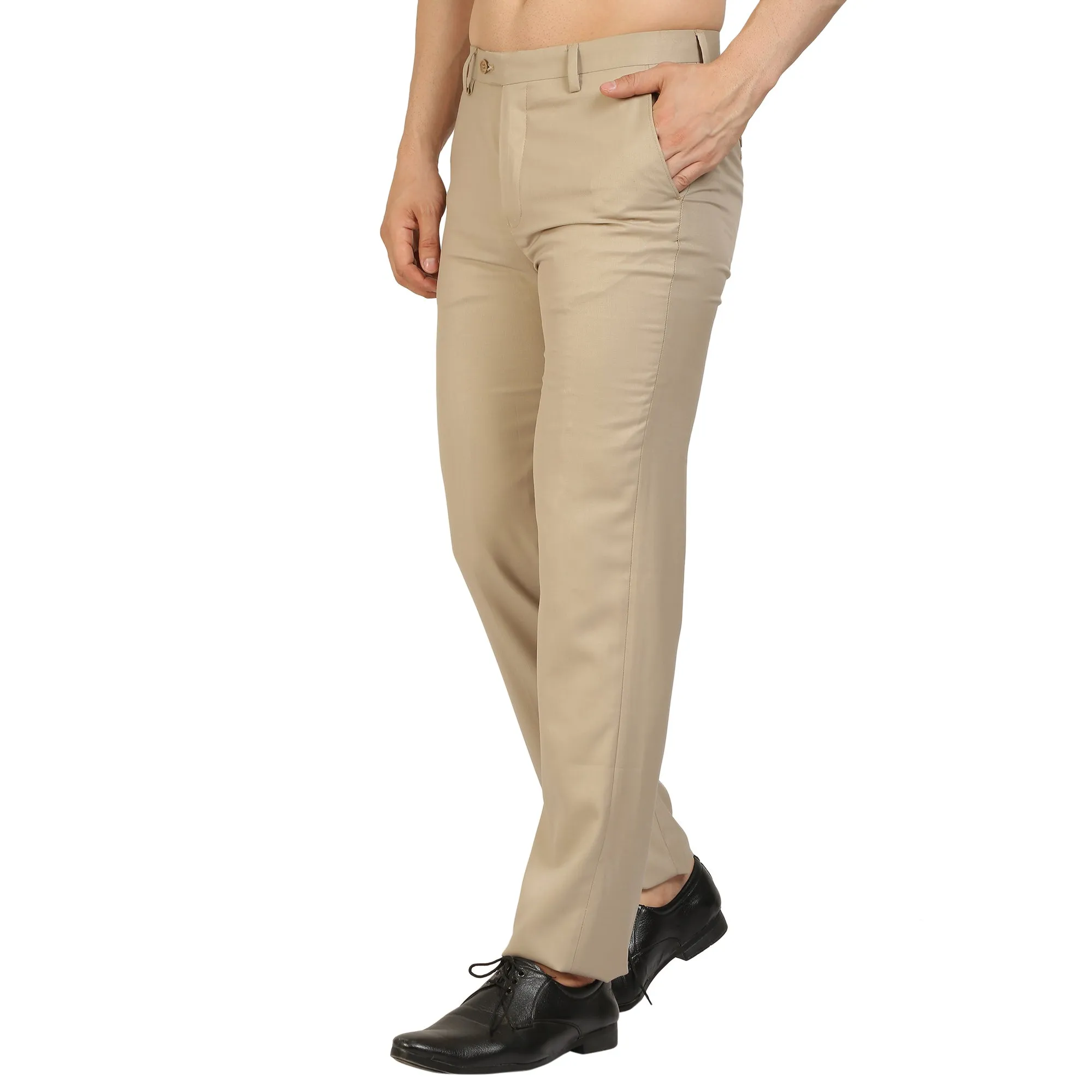 Beige Gold Polywool Trouser