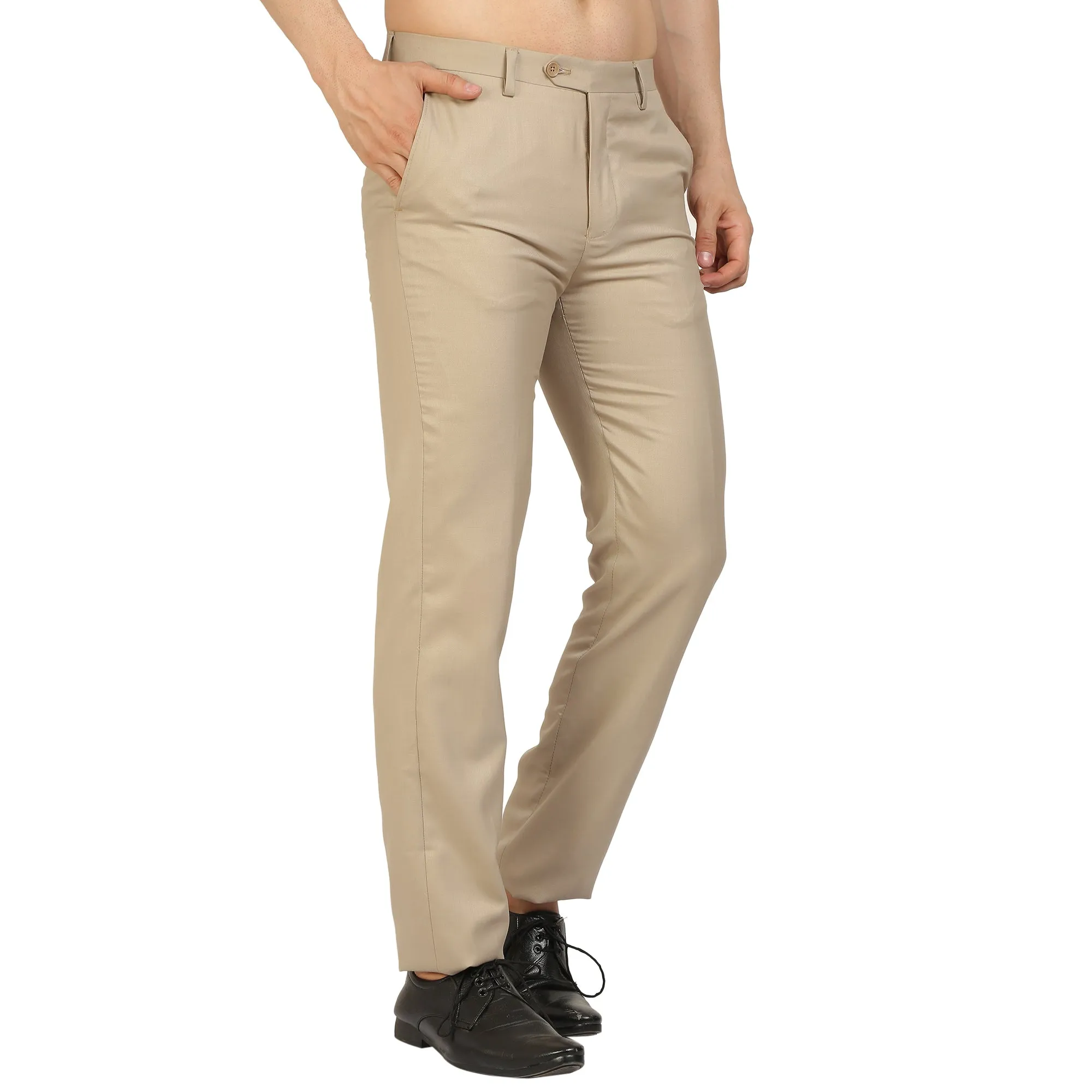 Beige Gold Polywool Trouser