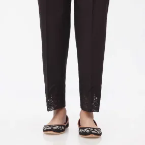Black Embroidered Cambric Slim Fit Trouser PS3532