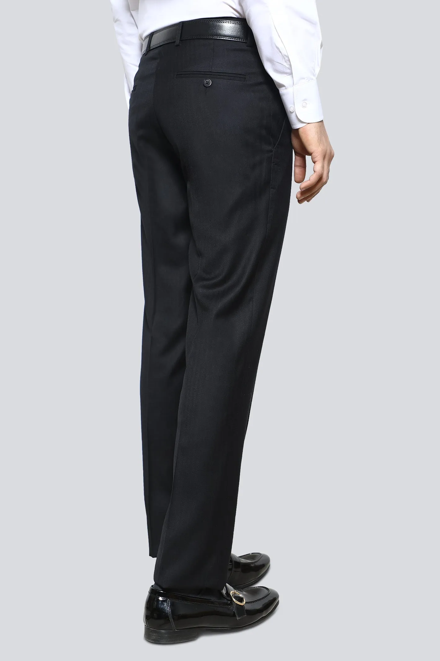 Black Wash & Wear Regular Fit Trouser