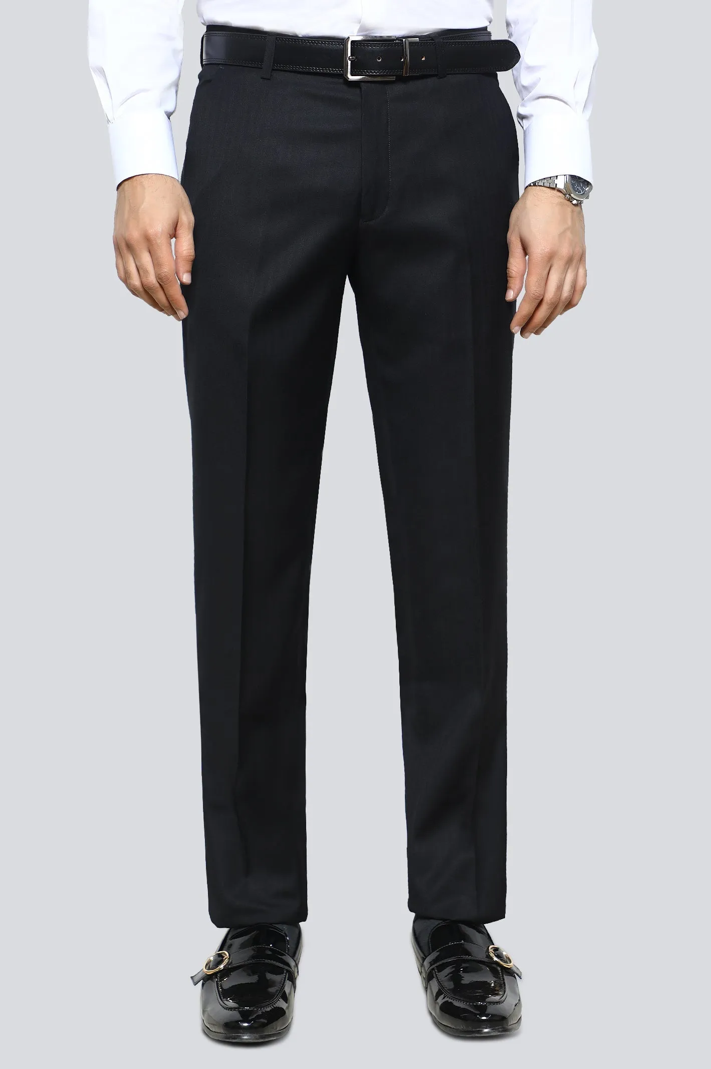 Black Wash & Wear Regular Fit Trouser