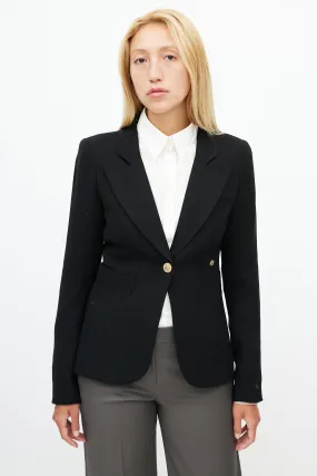 Black Wool Asymmetrical Blazer