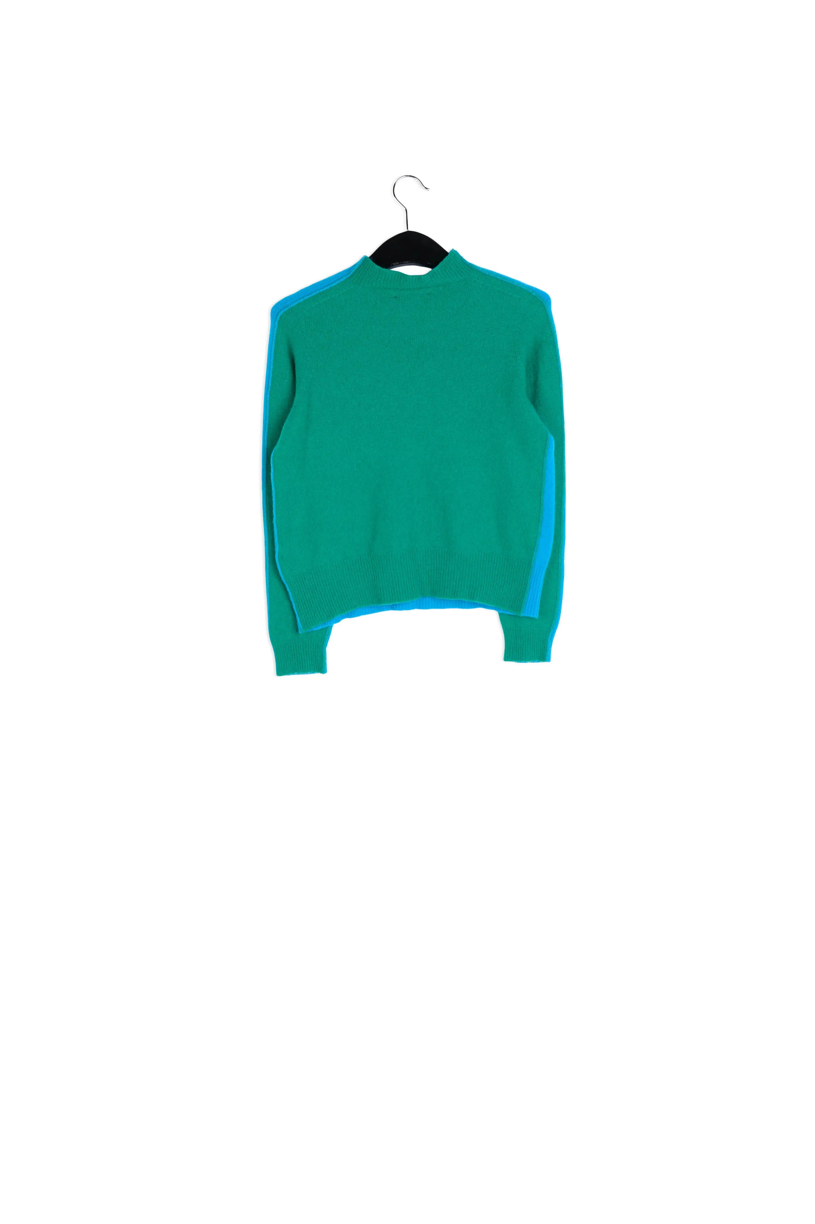 Blue and green merino-cashmere knit sweater