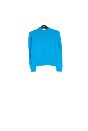 Blue and green merino-cashmere knit sweater