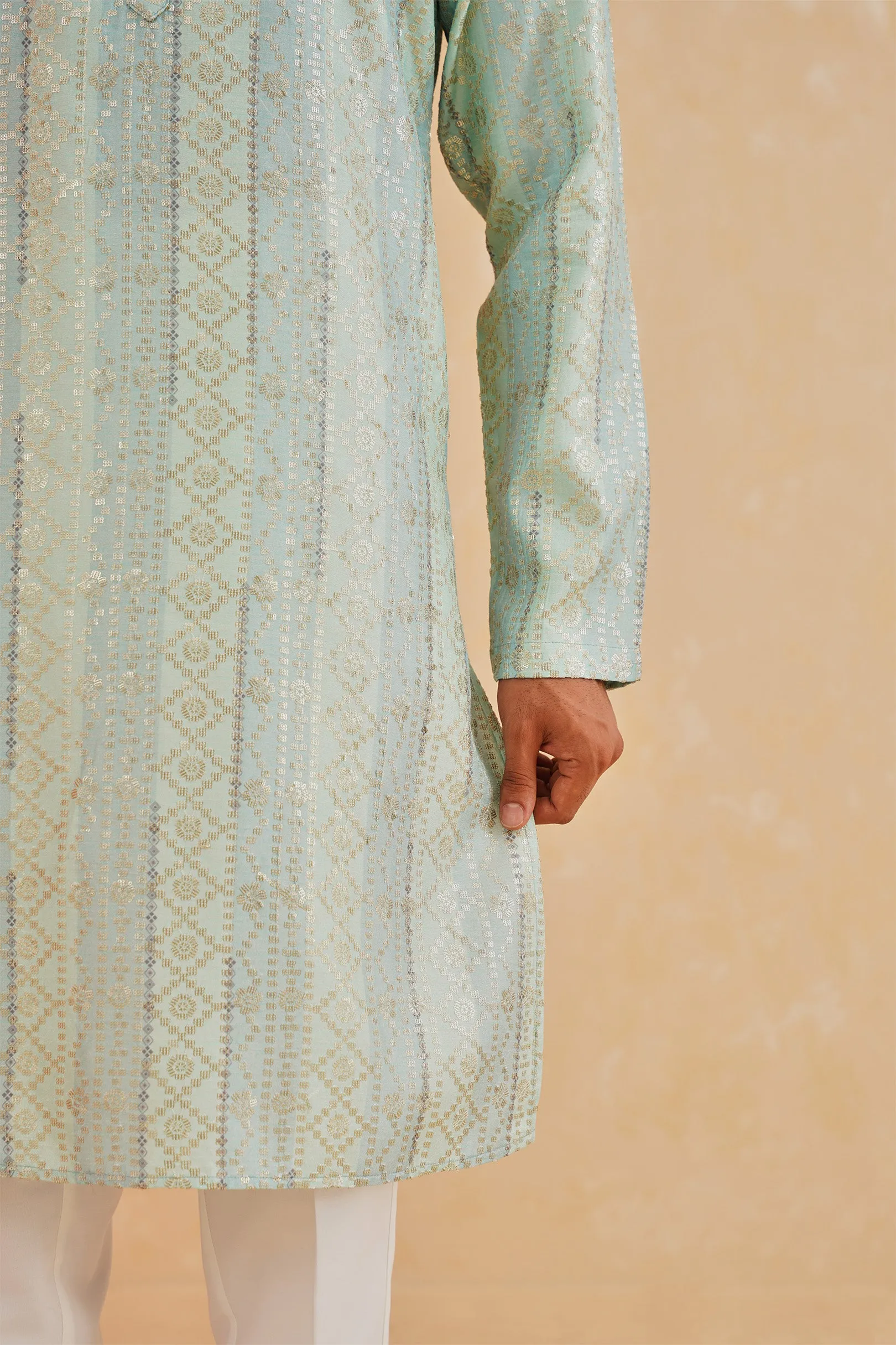 Blue Kurta with Sequin Work
