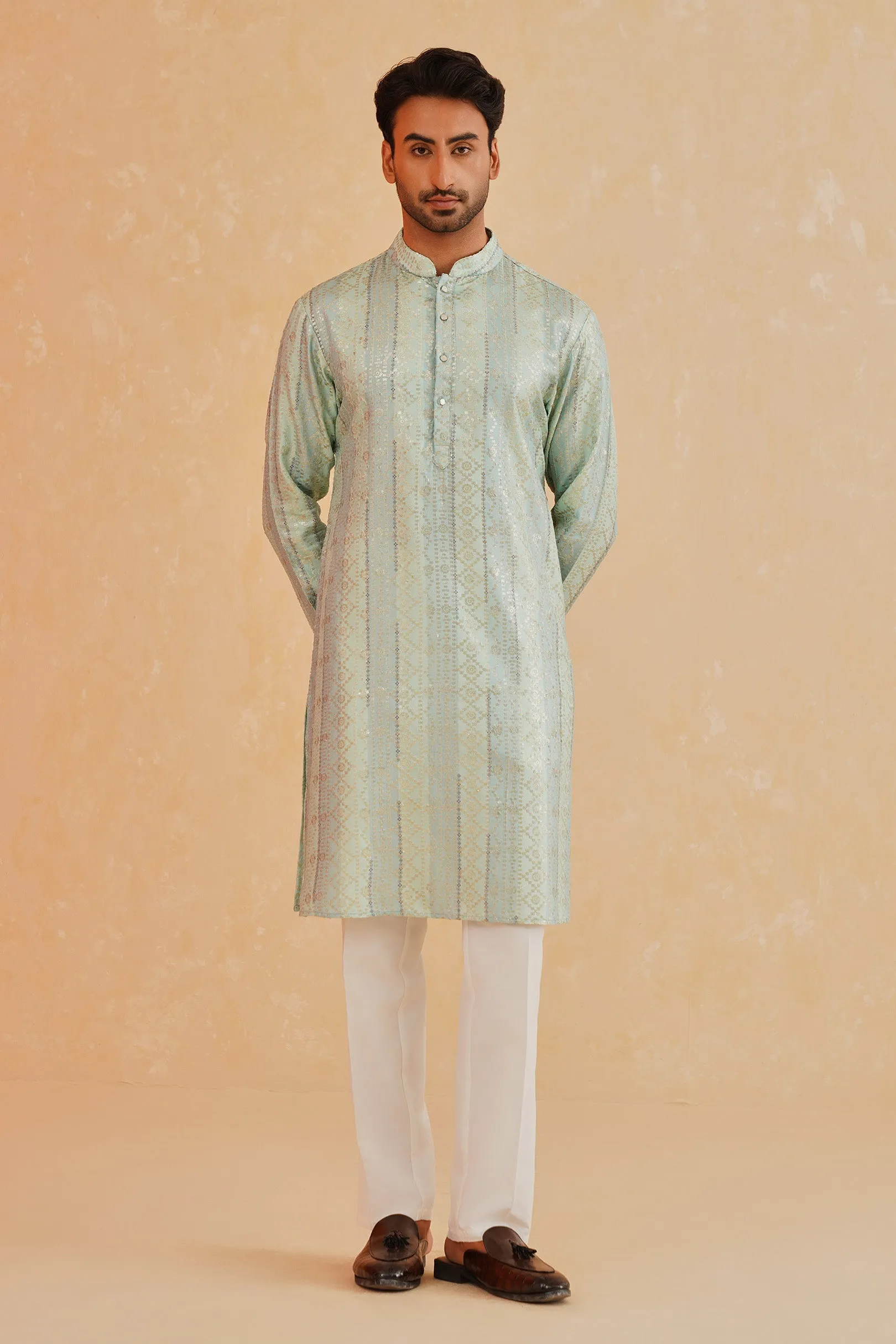 Blue Kurta with Sequin Work