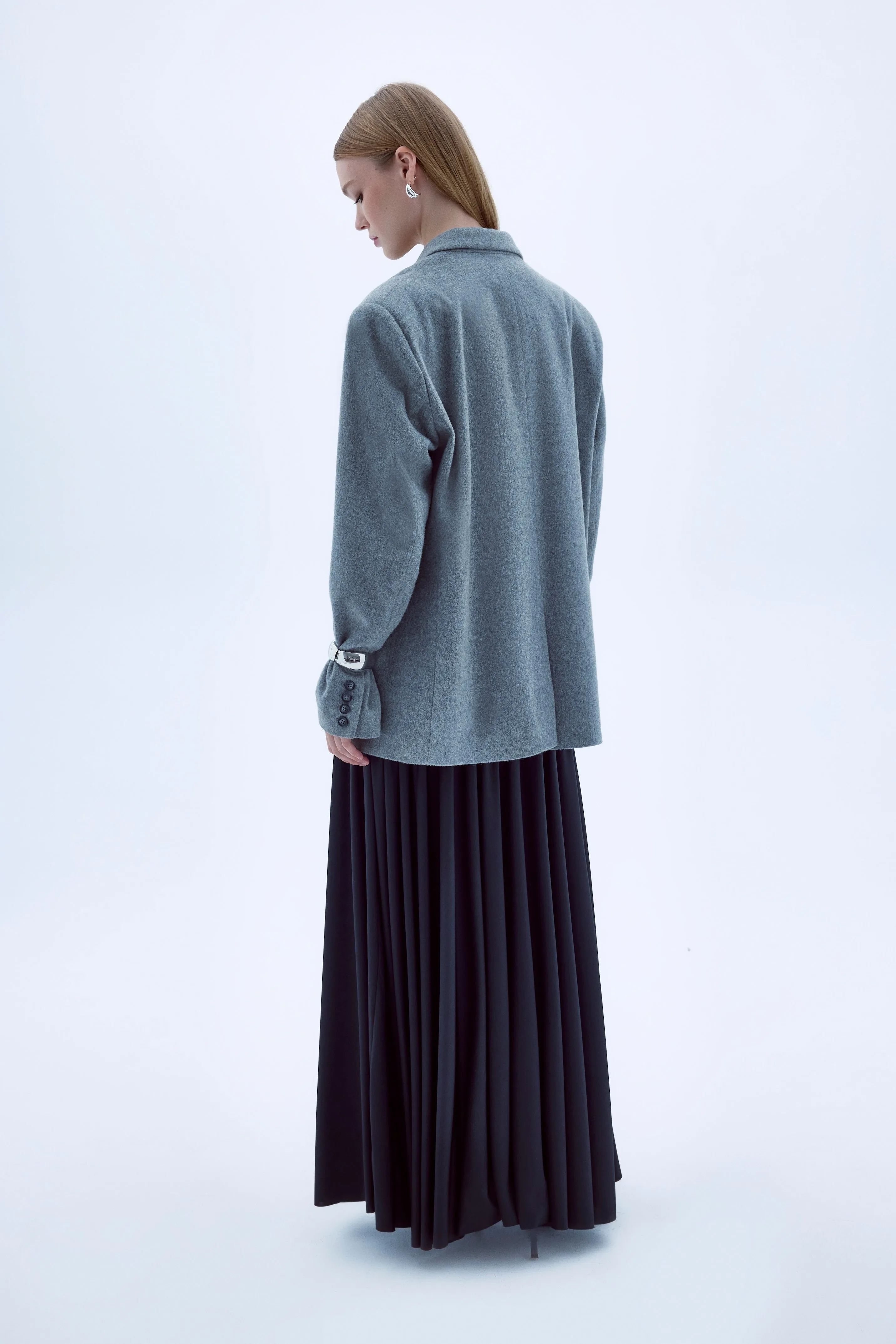 Boxy Wool Blazer in Gray