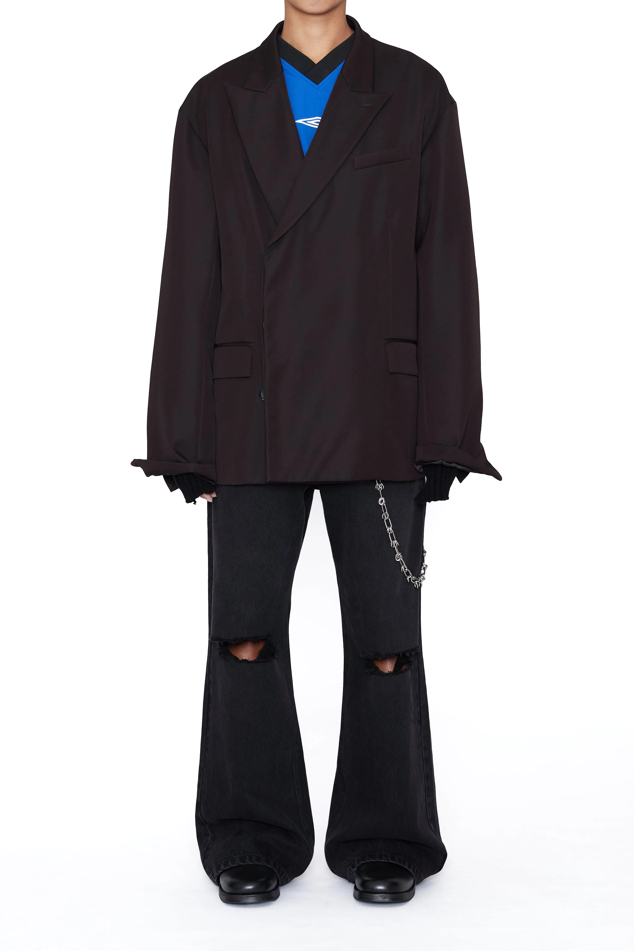 BROWN DOUBLE BREASTED OVERSIZED JAZZ BLAZER