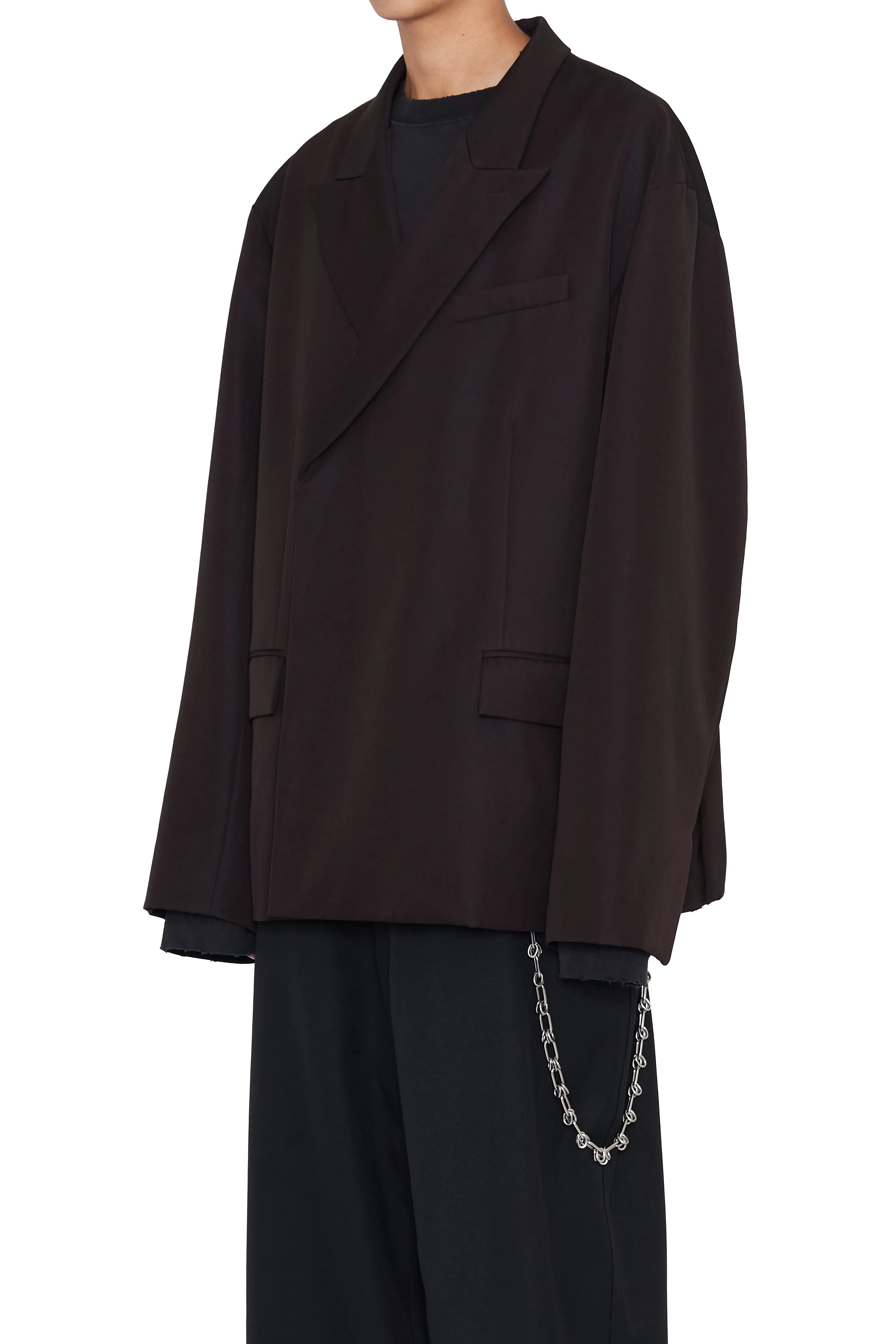 BROWN DOUBLE BREASTED OVERSIZED JAZZ BLAZER