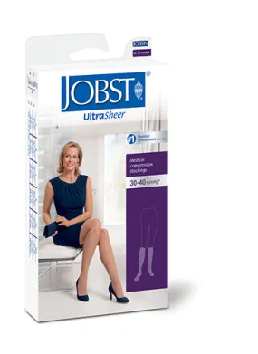 BSN Medical 121466 Jobst Medical Compression Stockings Knee High 30-40 mmHg, UltraSheer, Closed Toe, Standard Length, Medium Size, Natural Color