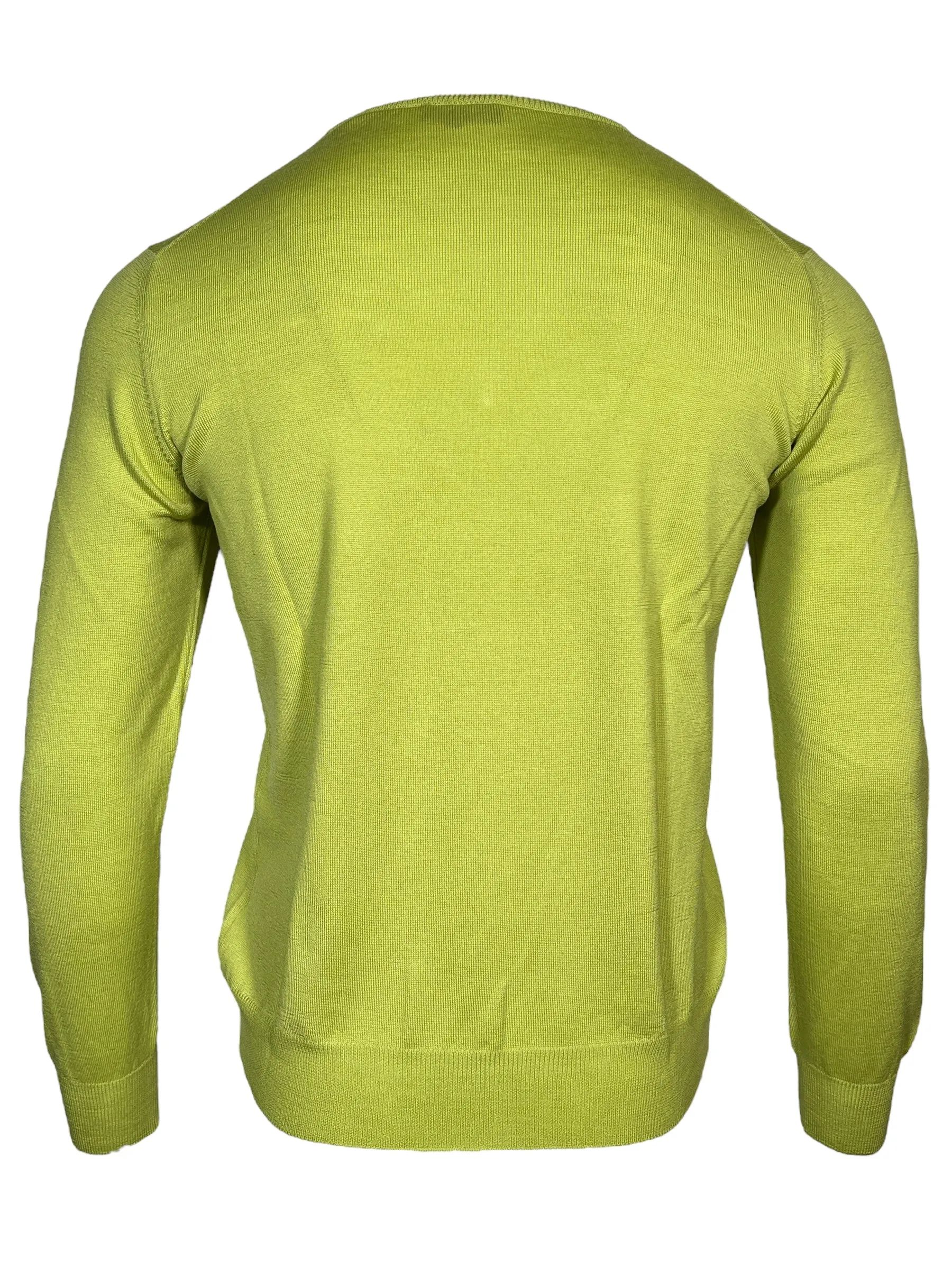 BUTTON DOWN MERINO V-NECK SWEATER - BRIGHT GREEN