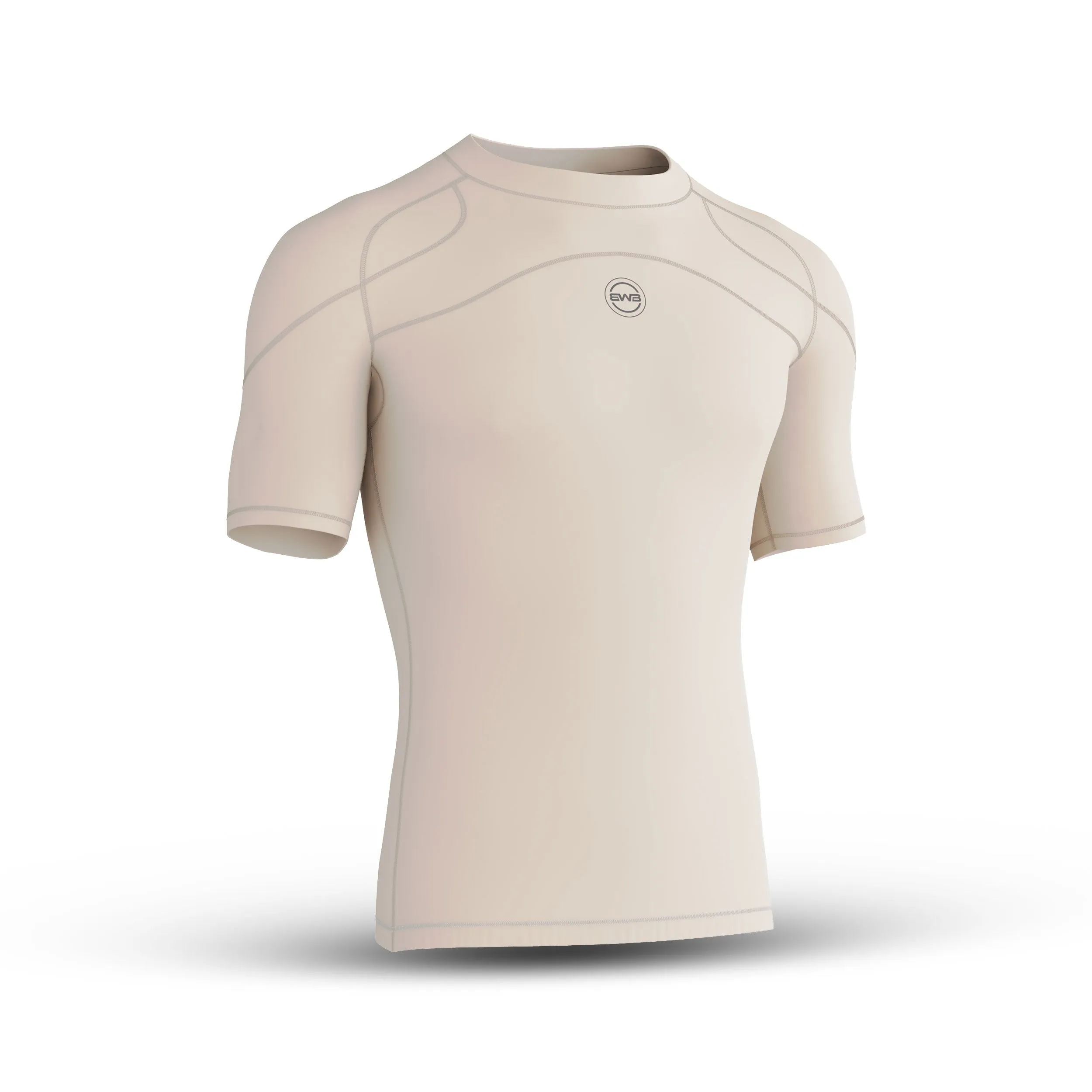 BWB Men's Beige Compression Top Short Sleeve