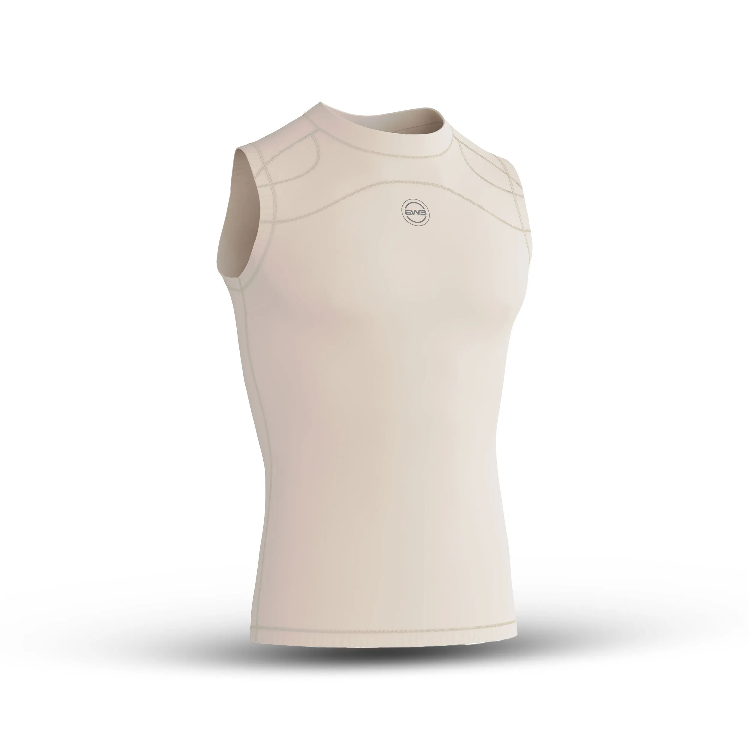 BWB Men's Beige Compression Top Sleeveless