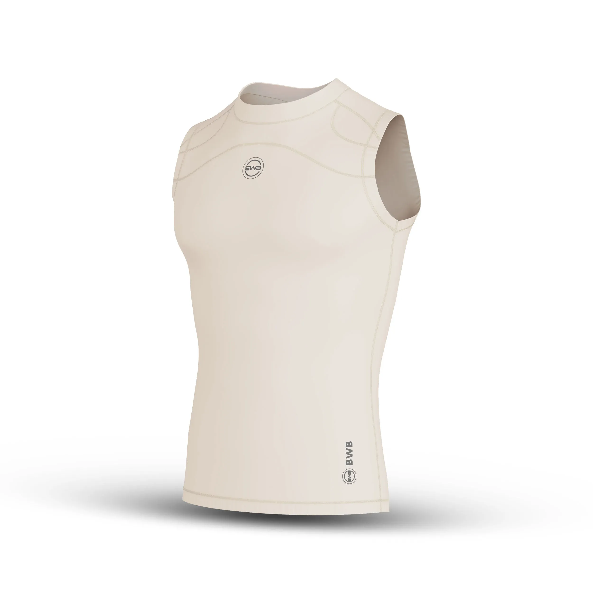 BWB Men's Beige Compression Top Sleeveless