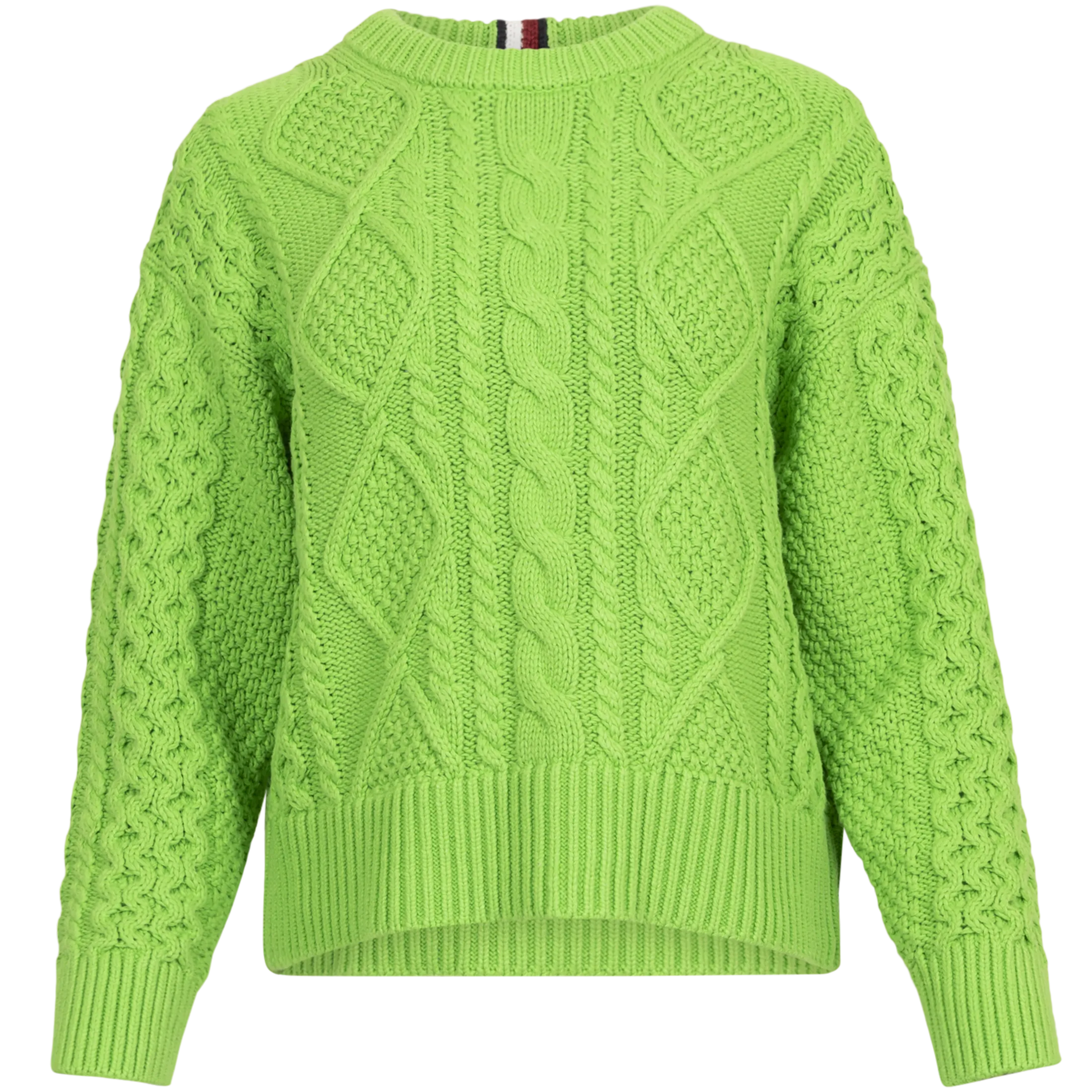 Cable Boyfriend C-Nk Sweater - Spring Lime