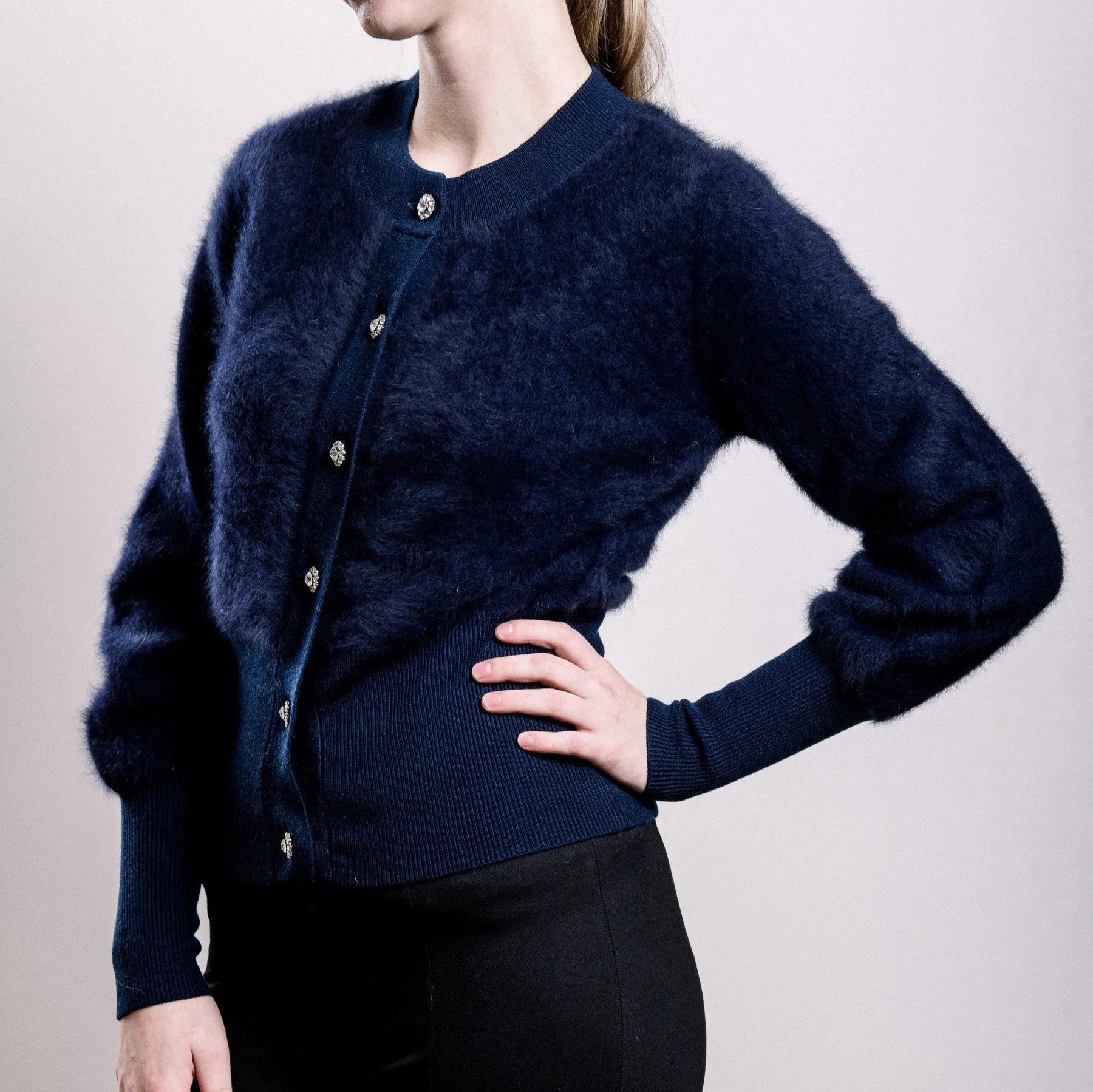 Cashmere & Fox Cardigan - Navy