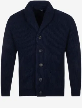 Cashmere Button Knitted Cardigan Navy