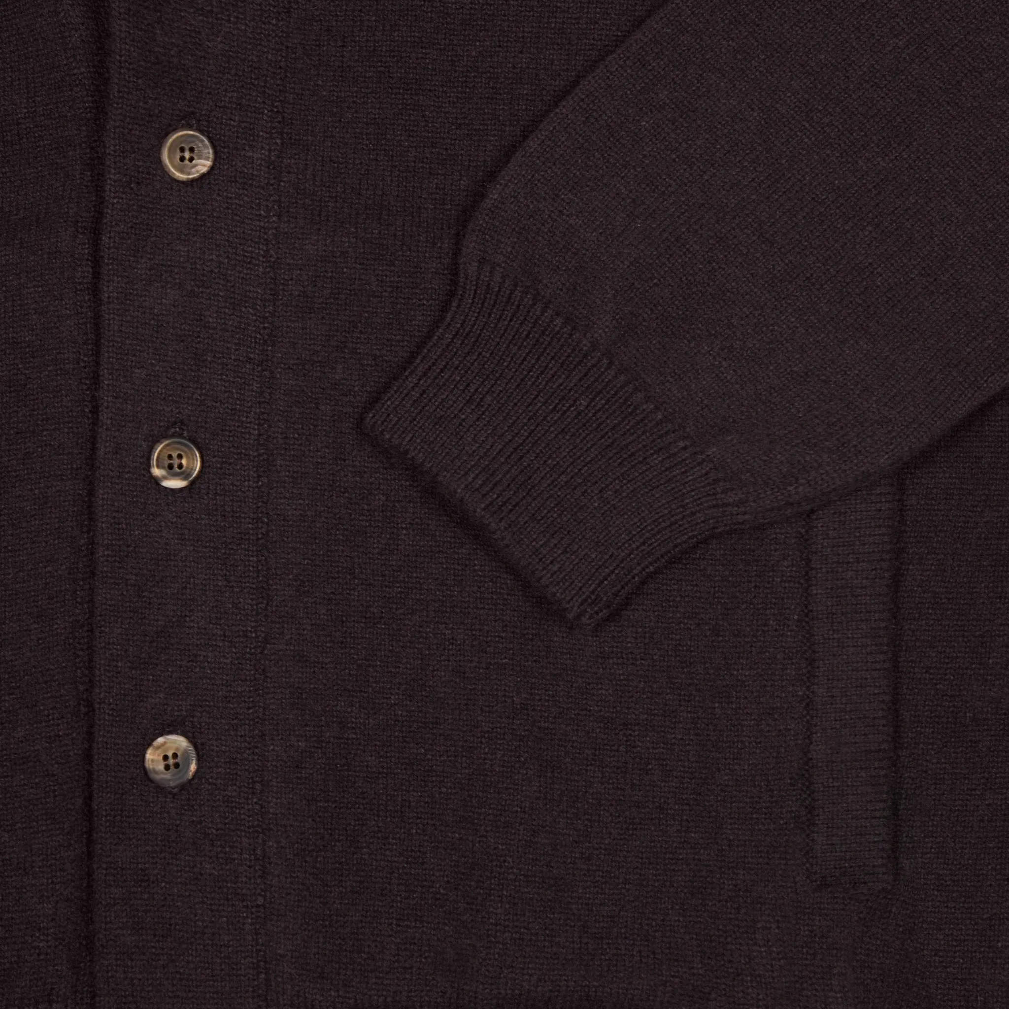 Cashmere painter's shawl collar cardigan in dark brown