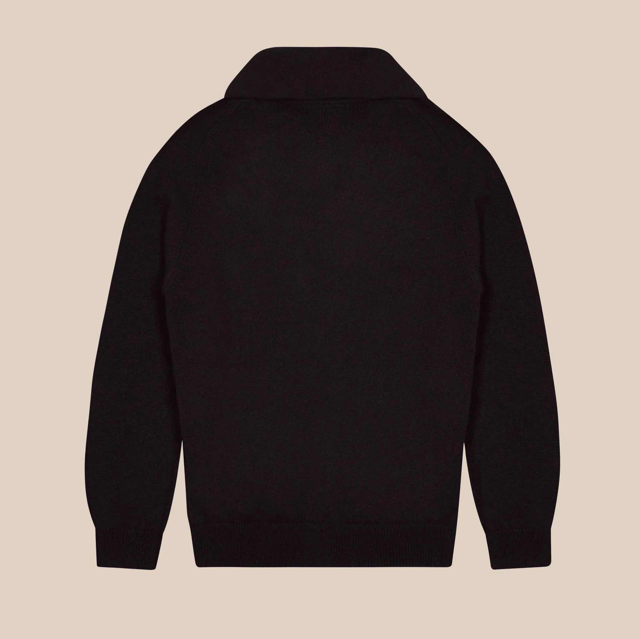 Cashmere painter's shawl collar cardigan in dark brown