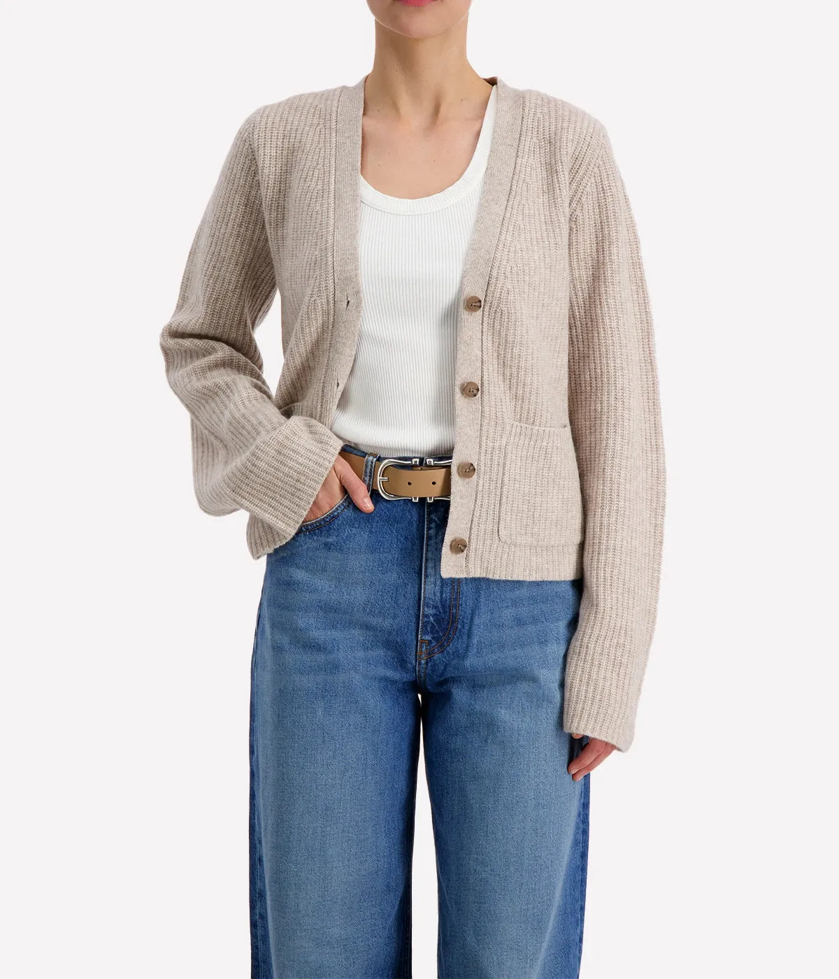 Cashmere Sleeve Cardigan in Sandwisp