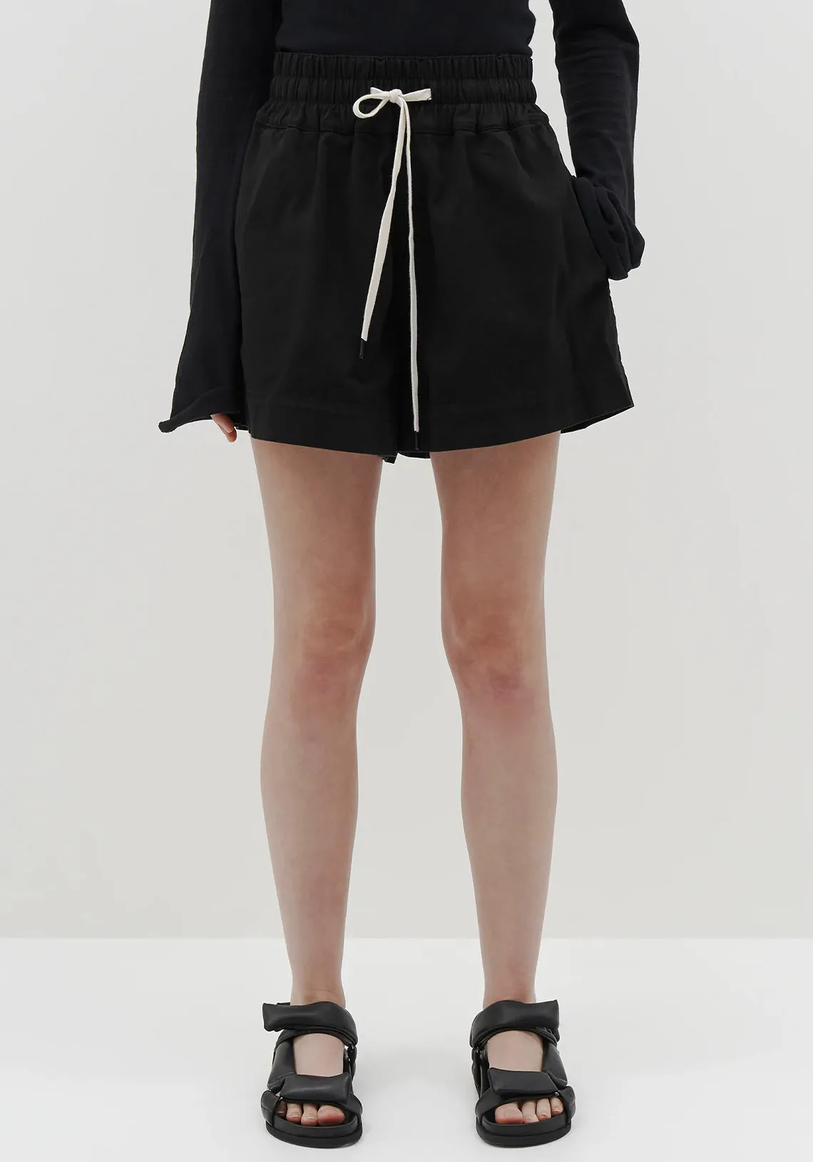 COTTON TWILL SHORTS BLACK