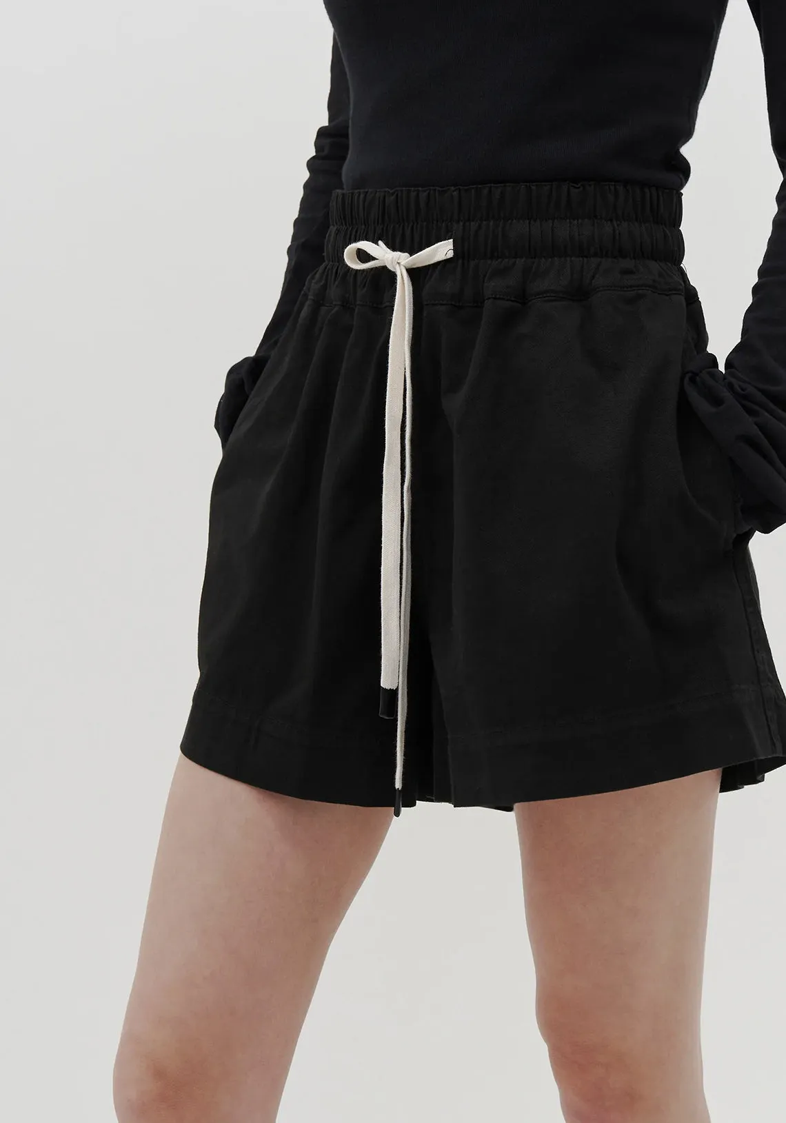 COTTON TWILL SHORTS BLACK