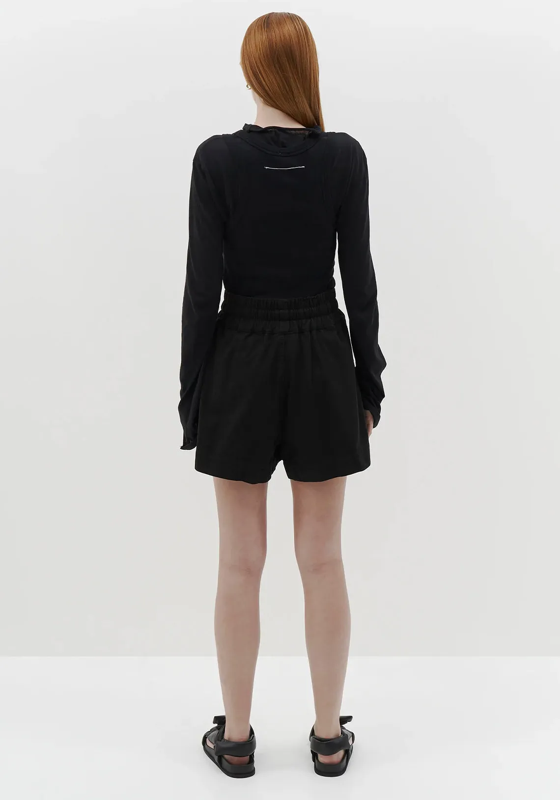 COTTON TWILL SHORTS BLACK