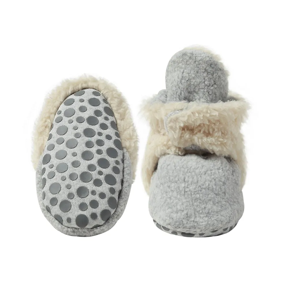Cozie Furry Bootie & Trapper Hat Set - Heather Gray
