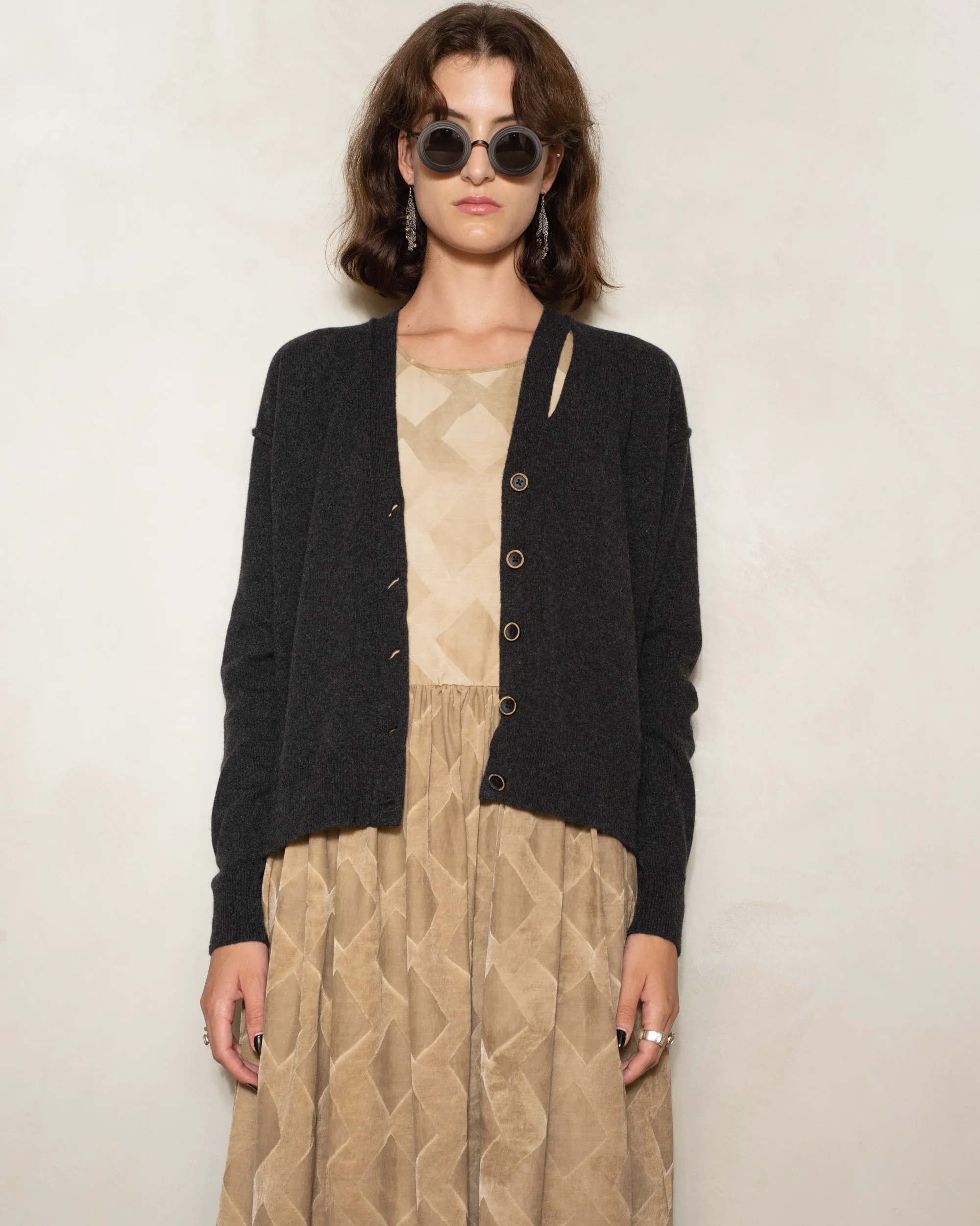 Dark Grey Long Sleeve Cardigan