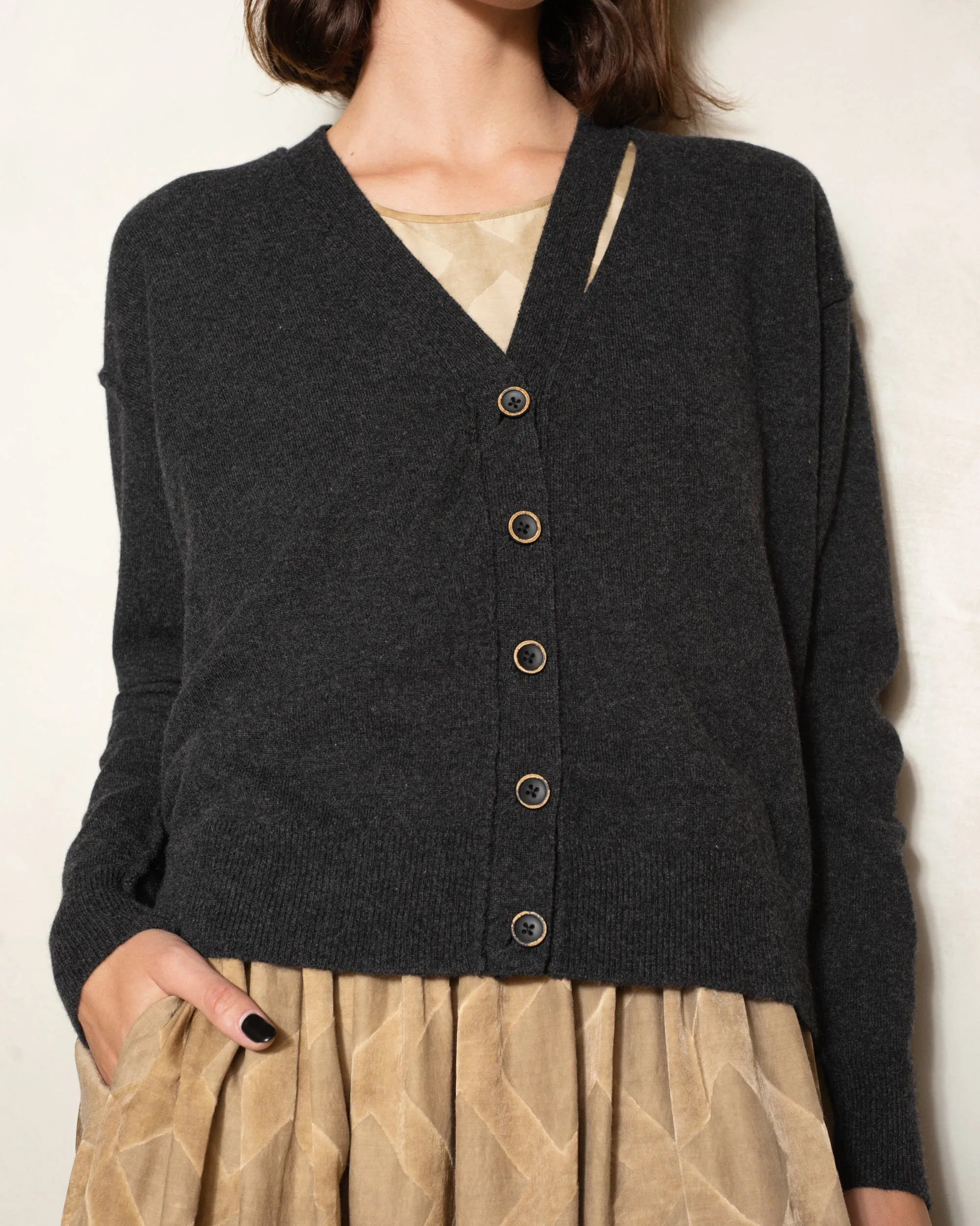 Dark Grey Long Sleeve Cardigan