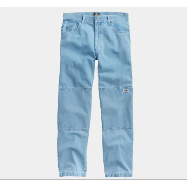 Dickies Skateboarding Double Knee Denim Pants Loose Fit Light Wash