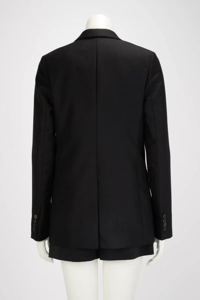 Dior Black Wool Satin Lapel Blazer FR 38