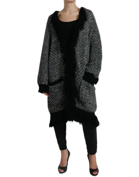 Dolce & Gabbana Black Gray Long Cape