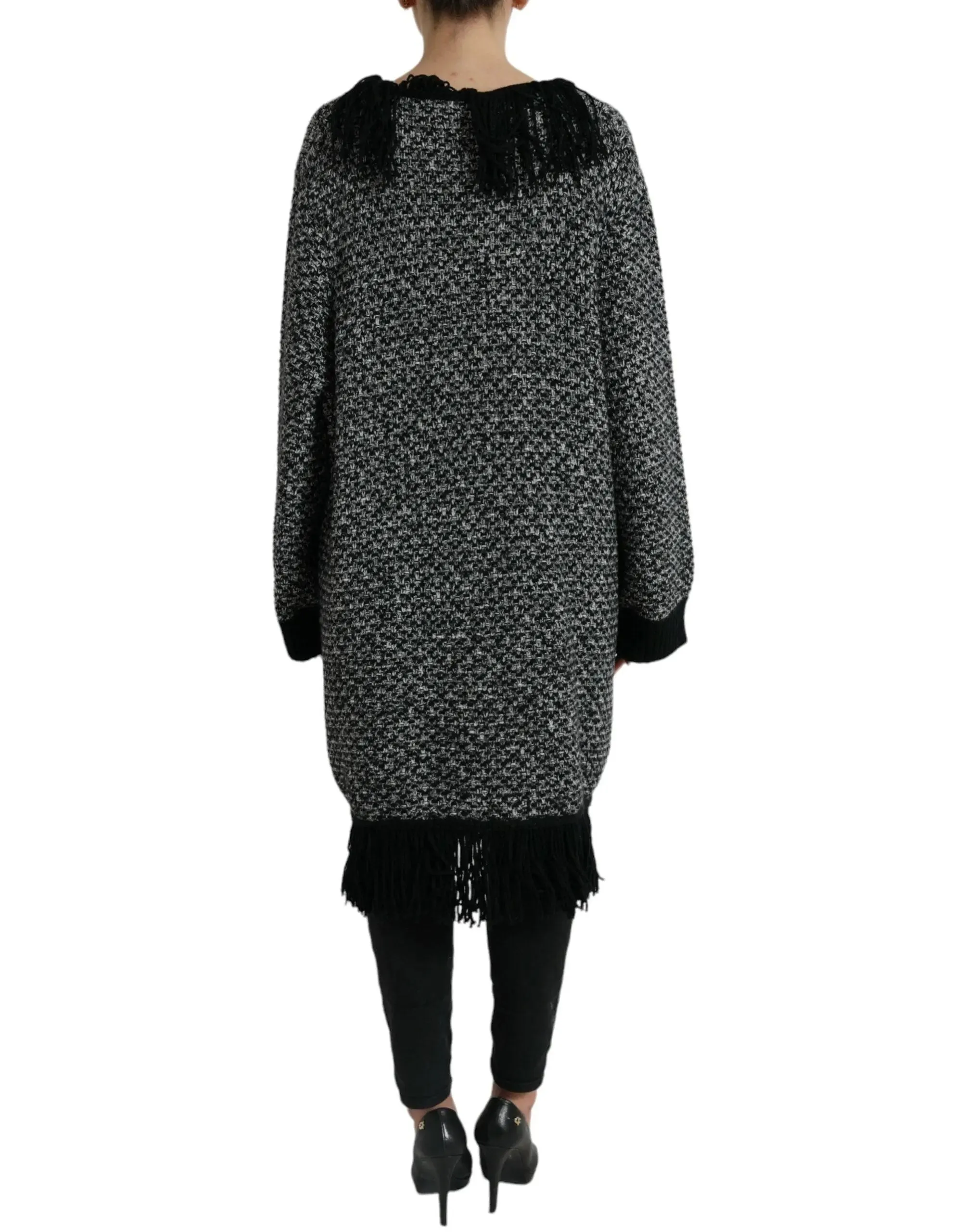 Dolce & Gabbana Black Gray Long Cape