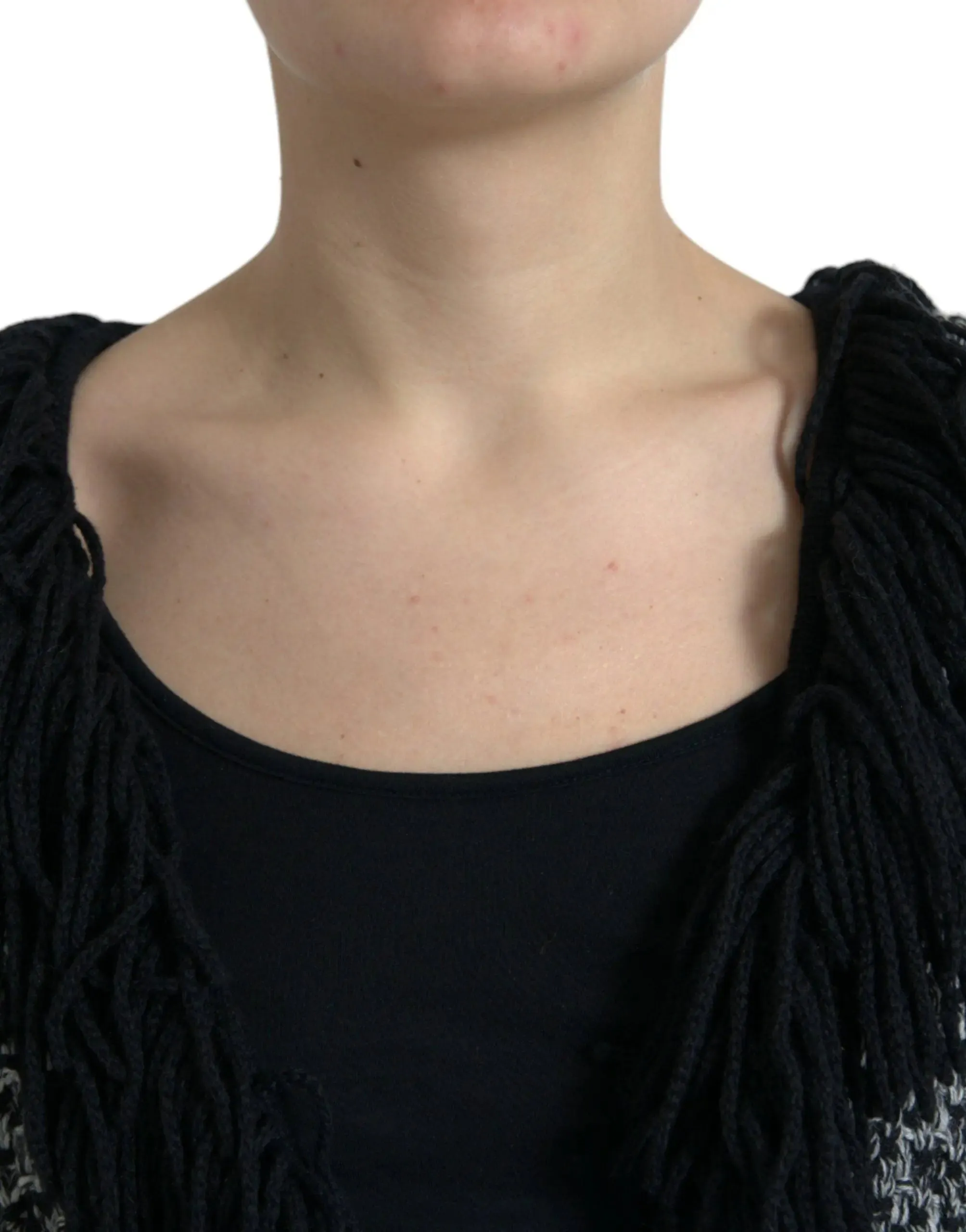 Dolce & Gabbana Black Gray Long Cape