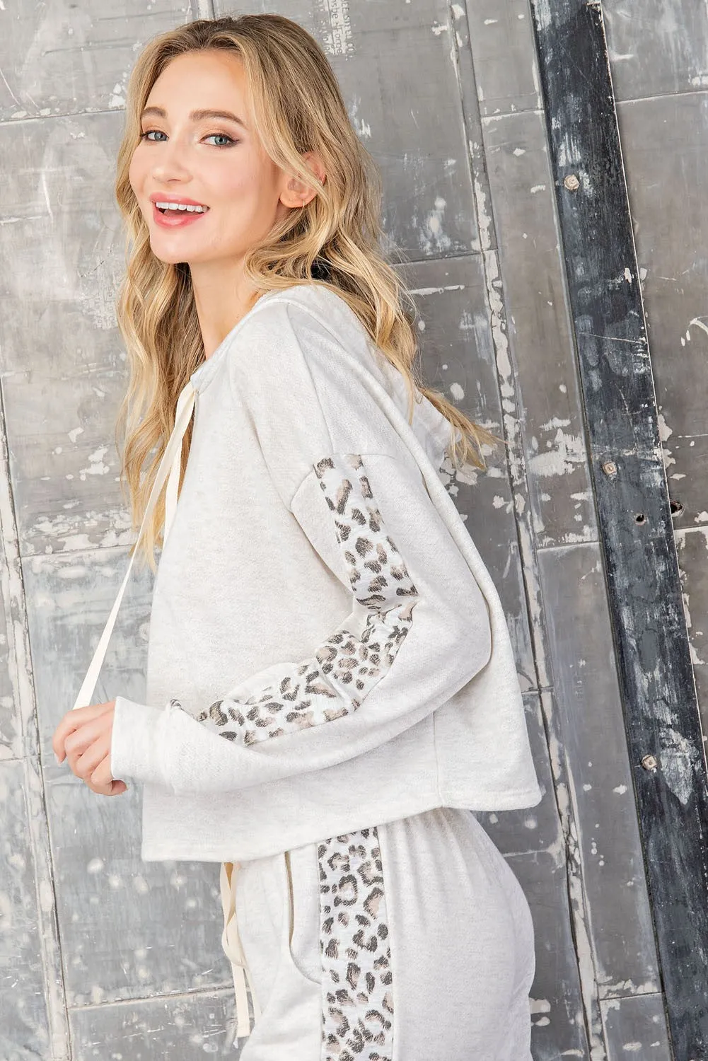 ee:some Hoodie Lounge Set with Leopard Detail