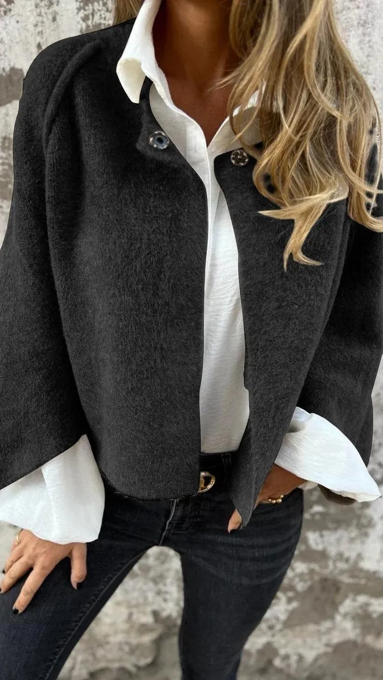 Elegant Cashmere  Cardigan with Batwing Sleeve