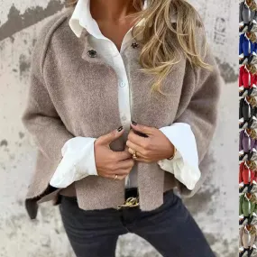 Elegant Cashmere  Cardigan with Batwing Sleeve